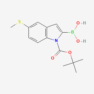 molecular formula C14H18BNO4S B12641122 1H-Indole-1-carboxylic acid, 2-borono-5-(methylthio)-, 1-(1,1-dimethylethyl) ester CAS No. 945493-45-8