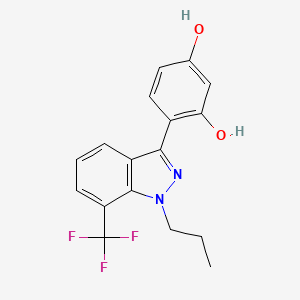 molecular formula C17H15F3N2O2 B12641285 1,3-Benzenediol, 4-[1-propyl-7-(trifluoroMethyl)-1H-indazol-3-yl]- 
