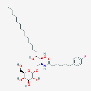 molecular formula C36H62FNO9 B1264161 1-O-(alpha-D-galactopyranosyl)-N-[6-(4-fluorophenyl)hexanoyl]phytosphingosine 