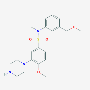 molecular formula C20H27N3O4S B12641838 Benzenesulfonamide, 4-methoxy-N-[3-(methoxymethyl)phenyl]-N-methyl-3-(1-piperazinyl)- 