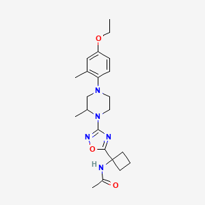 molecular formula C22H31N5O3 B12641953 Acetamide, N-[1-[3-[(2S)-4-(4-ethoxy-2-methylphenyl)-2-methyl-1-piperazinyl]-1,2,4-oxadiazol-5-yl]cyclobutyl]- 