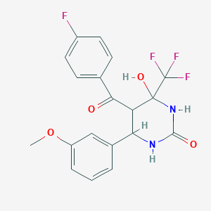 molecular formula C19H16F4N2O4 B12641973 5-[(4-fluorophenyl)carbonyl]-4-hydroxy-6-(3-methoxyphenyl)-4-(trifluoromethyl)tetrahydropyrimidin-2(1H)-one 