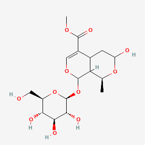 molecular formula C17H26O11 B1264222 methyl (1S,8S)-3-hydroxy-1-methyl-8-[(2S,3R,4S,5S,6R)-3,4,5-trihydroxy-6-(hydroxymethyl)oxan-2-yl]oxy-1,3,4,4a,8,8a-hexahydropyrano[3,4-c]pyran-5-carboxylate 