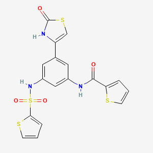 molecular formula C18H13N3O4S4 B12642838 N-(3-(2-oxo-2,3-dihydrothiazol-4-yl)-5-(thiophene-2-sulfonaMido)phenyl)thiophene-2-carboxaMide 