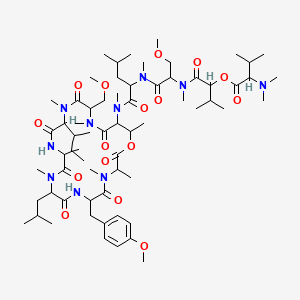molecular formula C65H110N10O16 B1264297 DL-N(Me2)Val-DL-OVal-DL-N(Me)Ser(Me)-DL-N(Me)Leu-DL-N(Me)xiThr(1)-DL-N(Me)Ser(Me)-DL-N(Me)xiIle-DL-Ala-DL-N(Me)Leu-DL-Tyr(Me)-DL-N(Me)Ala-(1) 