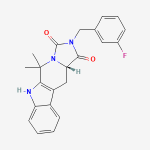 molecular formula C22H20FN3O2 B1264304 (15S)-13-[(3-fluorophenyl)methyl]-10,10-dimethyl-8,11,13-triazatetracyclo[7.7.0.02,7.011,15]hexadeca-1(9),2,4,6-tetraene-12,14-dione 