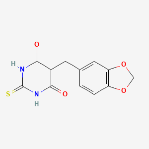 molecular formula C12H10N2O4S B12643156 5-[(2H-1,3-Benzodioxol-5-yl)methyl]-2-sulfanylidenedihydropyrimidine-4,6(1H,5H)-dione CAS No. 6642-40-6