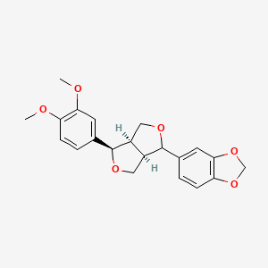 molecular formula C21H22O6 B1264351 5-[(3aR,6R,6aR)-6-(3,4-dimethoxyphenyl)-1,3,3a,4,6,6a-hexahydrofuro[3,4-c]furan-3-yl]-1,3-benzodioxole 