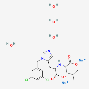 molecular formula C19H29Cl2N3Na2O8 B12643593 disodium;(2S)-2-[[(1S)-1-carboxylato-2-[3-[(3,5-dichlorophenyl)methyl]imidazol-4-yl]ethyl]amino]-4-methylpentanoate;tetrahydrate CAS No. 1315337-40-6