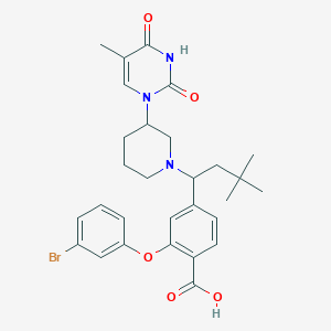 molecular formula C29H34BrN3O5 B12644031 Benzoic acid, 2-(3-bromophenoxy)-4-[(1R)-1-[(3S)-3-(3,4-dihydro-5-methyl-2,4-dioxo-1(2H)-pyrimidinyl)-1-piperidinyl]-3,3-dimethylbutyl]- 