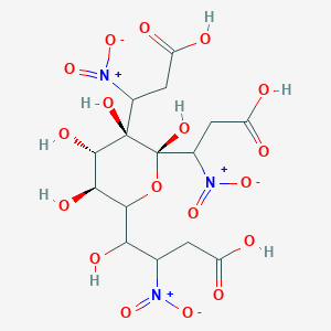 molecular formula C15H21N3O18 B12644176 alpha-D-Glucopyranose, 1,2,6-tris(3-nitropropanoate) CAS No. 63368-43-4