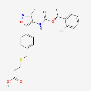 3-[({4-[4-({[(1S)-1-(2-chlorophenyl)ethoxy]carbonyl}amino)-3-methyl-1,2-oxazol-5-yl]phenyl}methyl)sulfanyl]propanoic acid