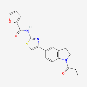 molecular formula C19H17N3O3S B1264424 N-[4-[1-(1-oxopropyl)-2,3-dihydroindol-5-yl]-2-thiazolyl]-2-furancarboxamide 
