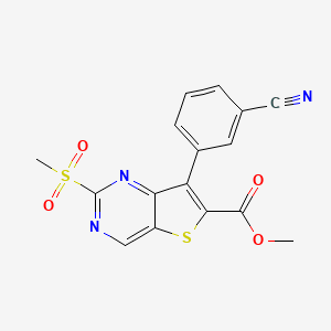 molecular formula C16H11N3O4S2 B12644313 Methyl 7-(3-cyanophenyl)-2-methylsulfonylthieno[3,2-d]pyrimidine-6-carboxylate 