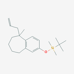 molecular formula C21H34OSi B12645086 5H-Benzocycloheptene, 2-[[(1,1-diMethylethyl)diMethylsilyl]oxy]-6,7,8,9-tetrahydro-5-Methyl-5-(2-propen-1-yl)- 