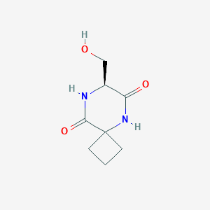 molecular formula C8H12N2O3 B126452 (7S)-7-(Hydroxymethyl)-5,8-diazaspiro[3.5]nonane-6,9-dione CAS No. 154878-42-9