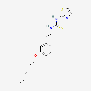 molecular formula C18H25N3OS2 B12645342 Thiourea, N-(2-(3-(hexyloxy)phenyl)ethyl)-N'-2-thiazolyl- CAS No. 172505-81-6