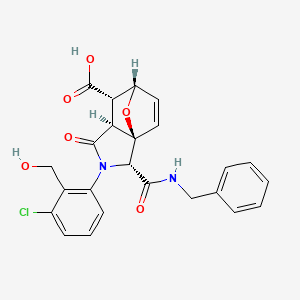 molecular formula C24H21ClN2O6 B1264545 (1R,2R,5S,6S,7S)-2-(benzylcarbamoyl)-3-[3-chloro-2-(hydroxymethyl)phenyl]-4-oxo-10-oxa-3-azatricyclo[5.2.1.01,5]dec-8-ene-6-carboxylic acid 