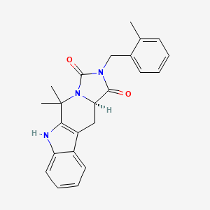 molecular formula C23H23N3O2 B1264548 (15R)-10,10-dimethyl-13-[(2-methylphenyl)methyl]-8,11,13-triazatetracyclo[7.7.0.02,7.011,15]hexadeca-1(9),2,4,6-tetraene-12,14-dione 