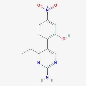 molecular formula C12H12N4O3 B12645482 2-(2-Amino-4-ethylpyrimidin-5-yl)-5-nitrophenol CAS No. 42901-98-4