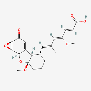 molecular formula C22H26O7 B1264635 (2E,4Z,6E)-4-甲氧基-7-[(2R,3S,7S,9R,10R,12R)-7-甲氧基-13-氧代-8,11-二氧杂四环[7.5.0.02,7.010,12]十四烷-1(14)-烯-3-基]-6-甲基庚-2,4,6-三烯酸 