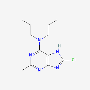 molecular formula C12H18ClN5 B12646761 8-chloro-2-methyl-N,N-dipropyl-7H-purin-6-amine CAS No. 5444-62-2