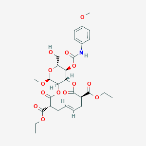 molecular formula C29H37NO14 B1264693 diethyl (1S,4R,6E,9R,12R,13S,15R,16R)-15-(hydroxymethyl)-13-methoxy-16-[(4-methoxyphenyl)carbamoyloxy]-3,10-dioxo-2,11,14-trioxabicyclo[10.4.0]hexadec-6-ene-4,9-dicarboxylate 