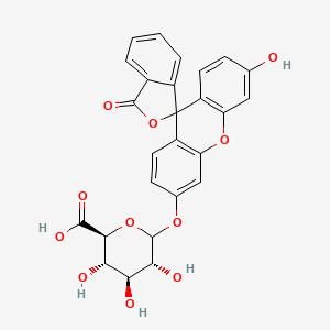 molecular formula C26H20O11 B1264706 (2S,3S,4S,5R)-3,4,5-trihydroxy-6-(6'-hydroxy-3-oxospiro[2-benzofuran-1,9'-xanthene]-3'-yl)oxyoxane-2-carboxylic acid 