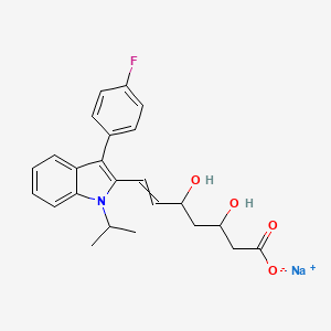molecular formula C24H25FNNaO4 B1264711 sodium;7-[3-(4-fluorophenyl)-1-propan-2-ylindol-2-yl]-3,5-dihydroxyhept-6-enoate 
