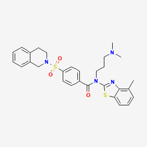 4-(3,4-dihydro-1H-isoquinolin-2-ylsulfonyl)-N-[3-(dimethylamino)propyl]-N-(4-methyl-1,3-benzothiazol-2-yl)benzamide