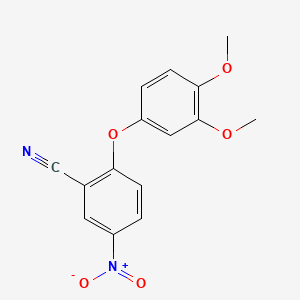 molecular formula C15H12N2O5 B12647505 Benzonitrile, 2-(3,4-dimethoxyphenoxy)-5-nitro- CAS No. 99902-83-7