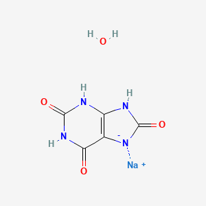 molecular formula C5H5N4NaO4 B1264765 1H-Purine-2,6,8(3H)-trione, 7,9-dihydro-, monosodium salt, monohydrate CAS No. 59216-10-3