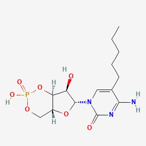 molecular formula C14H22N3O7P B12647652 5-n-Pentylcytidine 3',5'-cyclic monophosphate CAS No. 117309-92-9