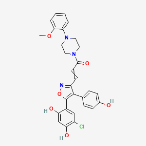 molecular formula C29H26ClN3O6 B12647829 2-Propen-1-one, 3-[5-(5-chloro-2,4-dihydroxyphenyl)-4-(4-hydroxyphenyl)-3-isoxazolyl]-1-[4-(2-methoxyphenyl)-1-piperazinyl]-, (2E)- 