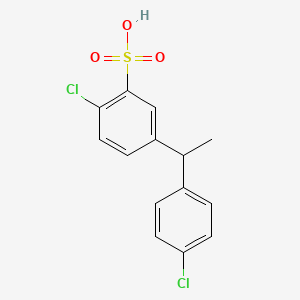 molecular formula C14H12Cl2O3S B12647917 Benzenesulfonic acid, 2-chloro-5-(1-(4-chlorophenyl)ethyl)- CAS No. 129570-58-7