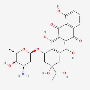 molecular formula C26H29NO10 B1264809 7-[(2R,4S,5S,6S)-4-amino-5-hydroxy-6-methyloxan-2-yl]oxy-4,6,9,11-tetrahydroxy-9-(1-hydroxyethyl)-8,10-dihydro-7H-tetracene-5,12-dione 