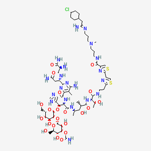 molecular formula C65H101ClN20O21S2 B12648174 [(2R,3S,4S,5R,6R)-2-[(2R,3S,4S,5S,6S)-2-[(1R,2S)-2-[[6-amino-2-[(1S)-3-amino-1-[[(2S)-2,3-diamino-3-oxopropyl]amino]-3-oxopropyl]-5-methylpyrimidine-4-carbonyl]amino]-3-[[(2R,3S,4S)-5-[[(2S,3R)-1-[2-[4-[4-[3-[3-[[1-amino-2-(4-chlorocyclohexyl)ethylidene]amino]propyl-methylamino]propylcarbamoyl]-1,3-thiazol-2-yl]-1,3-thiazol-2-yl]ethylamino]-3-hydroxy-1-oxobutan-2-yl]amino]-3-hydroxy-4-methyl-5-oxopentan-2-yl]amino]-1-(1H-imidazol-5-yl)-3-oxopropoxy]-4,5-dihydroxy-6-(hydroxymethyl)oxan-3-yl]oxy-3,5-dihydroxy-6-(hydroxymethyl)oxan-4-yl] carbamate CAS No. 69227-45-8