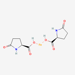 molecular formula C10H14FeN2O6 B12648251 Bis(5-oxo-L-prolinato-N1,O2)iron CAS No. 69916-59-2