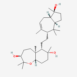 molecular formula C30H52O4 B1264827 (3S,5aS,6S,7R,9aS)-6-[2-[(1S,3aS,5R,8aS)-1-hydroxy-1,4,4,6-tetramethyl-2,3,3a,5,8,8a-hexahydroazulen-5-yl]ethyl]-2,2,5a,7-tetramethyl-4,5,6,8,9,9a-hexahydro-3H-benzo[b]oxepine-3,7-diol 