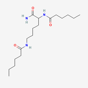 molecular formula C18H35N3O3 B12648334 2,6-Bis((1-oxohexyl)amino)hexanamide CAS No. 93981-25-0