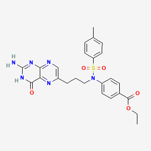molecular formula C25H26N6O5S B12648503 Ethyl 4-{[3-(2-amino-4-oxo-1,4-dihydropteridin-6-yl)propyl](4-methylbenzene-1-sulfonyl)amino}benzoate CAS No. 16907-10-1