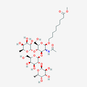molecular formula C36H63NO21 B1264852 methyl 8-{[alpha-L-fucosyl-(1->2)-beta-D-galactosyl-(1->3)-[alpha-L-fucosyl-(1->4)]-N-acetyl-beta-D-glucosaminyl]oxy}nonanoate 