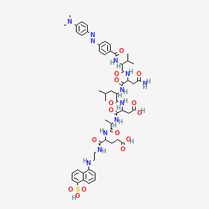 molecular formula C54H70N12O15S B12648605 L-alpha-Glutamine, N-[4-[2-[4-(dimethylamino)phenyl]diazenyl]benzoyl]-L-valyl-L-asparaginyl-L-leucyl-L-alpha-aspartyl-L-alanyl-N-[2-[(5-sulfo-1-naphthalenyl)amino]ethyl]- CAS No. 1802078-37-0