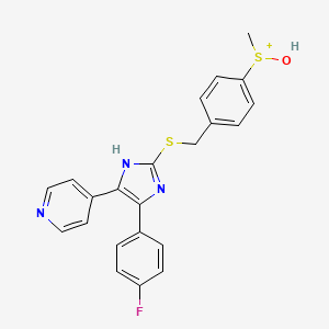 molecular formula C22H19FN3OS2+ B1264866 [4-[[[4-(4-fluorophenyl)-5-pyridin-4-yl-1H-imidazol-2-yl]thio]methyl]phenyl]-hydroxy-methylsulfonium 
