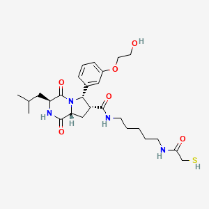 molecular formula C27H40N4O6S B1264883 (3S,6S,7R,8aR)-6-[3-(2-hydroxyethoxy)phenyl]-N-[5-[(2-mercapto-1-oxoethyl)amino]pentyl]-3-(2-methylpropyl)-1,4-dioxo-2,3,6,7,8,8a-hexahydropyrrolo[1,2-a]pyrazine-7-carboxamide 