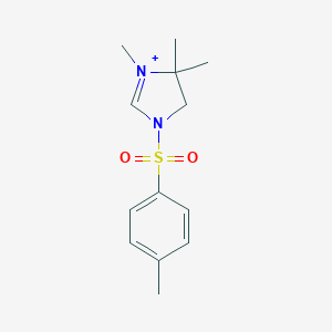 molecular formula C13H19N2O2S+ B126489 1H-Imidazolium, 4,5-dihydro-3,4,4-trimethyl-1-((4-methylphenyl)sulfonyl)- CAS No. 140703-19-1