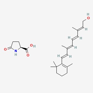 molecular formula C25H37NO4 B12648923 5-Oxo-L-proline, ester with retinol CAS No. 85026-82-0