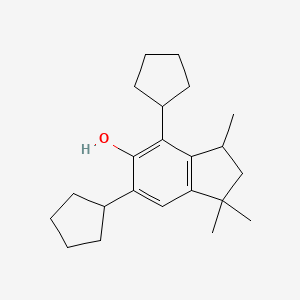 molecular formula C22H32O B12648968 4,6-Dicyclopentyl-1,1,3-trimethylindan-5-ol CAS No. 93892-35-4