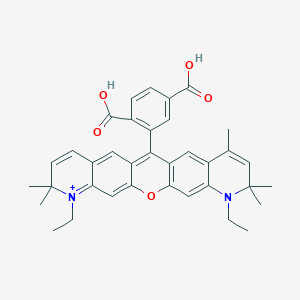 molecular formula C36H37N2O5+ B1264898 2-(6,20-diethyl-7,7,17,19,19-pentamethyl-2-oxa-20-aza-6-azoniapentacyclo[12.8.0.03,12.05,10.016,21]docosa-1(14),3,5,8,10,12,15,17,21-nonaen-13-yl)terephthalic acid 