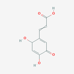 molecular formula C9H8O5 B1264945 3-(4,6-Dihydroxy-3-oxocyclohexa-1,4-dien-1-yl)acrylic acid 